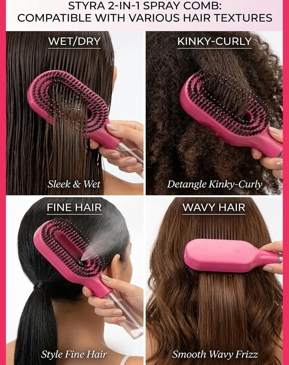 Styrahair Clean Spray Comb – Multi-Functional Hair Smoothing & Massage Comb