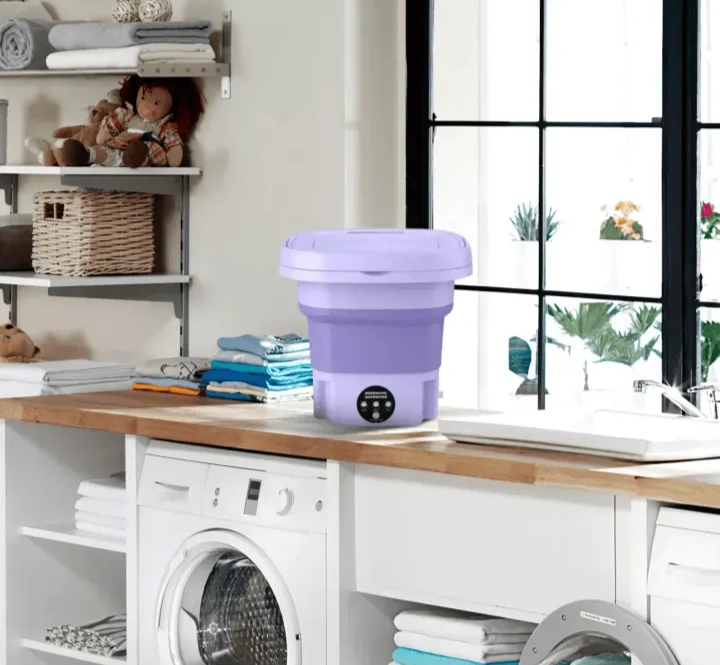 8L Portable Foldable Mini Washing Machine with Spin Basket