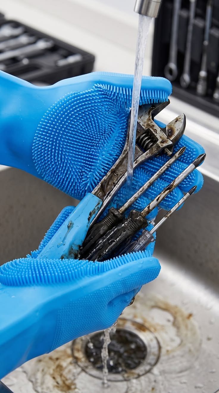 Reusable Silicone Dishwashing Gloves with Built-in Scrubber