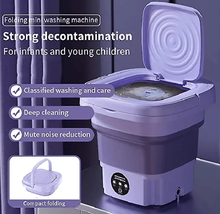 8L Portable Foldable Mini Washing Machine with Spin Basket
